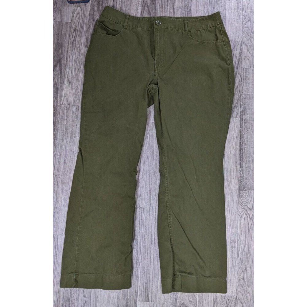 Chicos Womens‎ Size 3 Embroidered Studs Straight Leg Green Pants